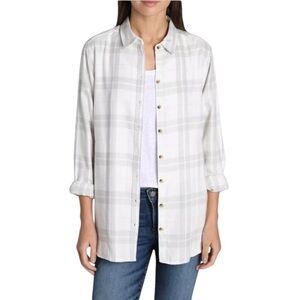 JACHS Girlfriend White Plaid Button Down Shirt size Large